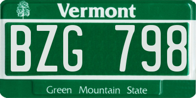 VT license plate BZG798