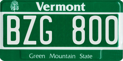 VT license plate BZG800