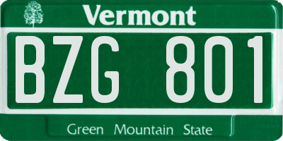 VT license plate BZG801