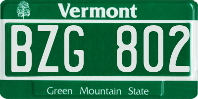 VT license plate BZG802
