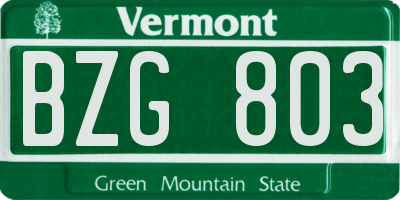 VT license plate BZG803