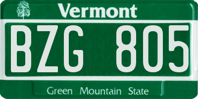 VT license plate BZG805