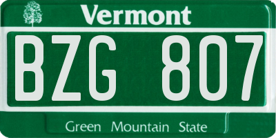VT license plate BZG807