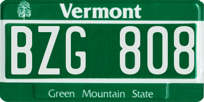 VT license plate BZG808