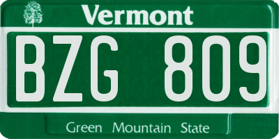 VT license plate BZG809