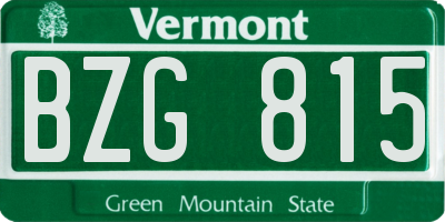 VT license plate BZG815