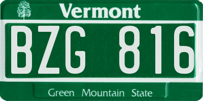 VT license plate BZG816