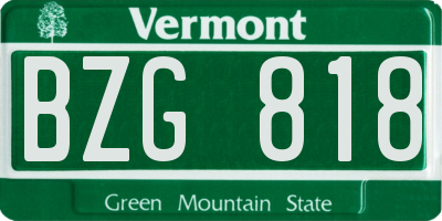 VT license plate BZG818