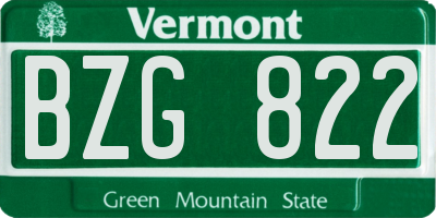 VT license plate BZG822