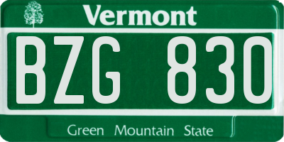 VT license plate BZG830