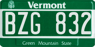 VT license plate BZG832