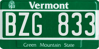 VT license plate BZG833