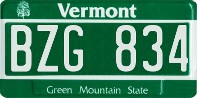 VT license plate BZG834