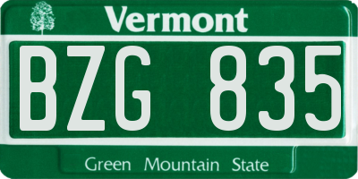 VT license plate BZG835
