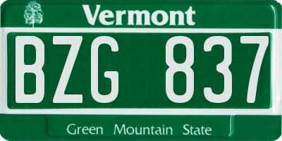VT license plate BZG837