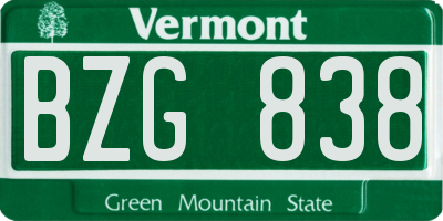 VT license plate BZG838