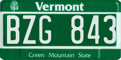 VT license plate BZG843