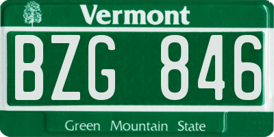 VT license plate BZG846