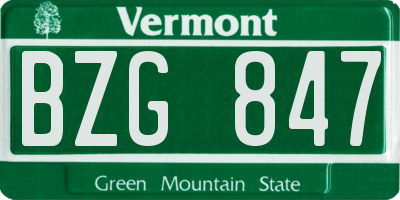 VT license plate BZG847