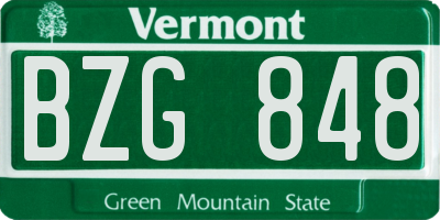 VT license plate BZG848