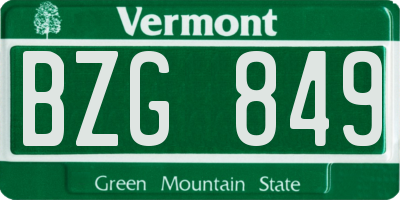 VT license plate BZG849