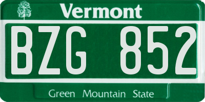 VT license plate BZG852