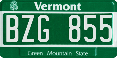 VT license plate BZG855