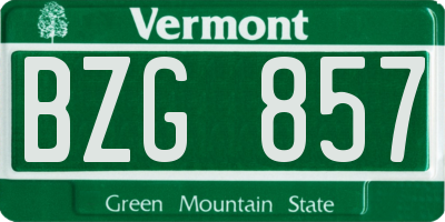 VT license plate BZG857
