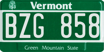 VT license plate BZG858