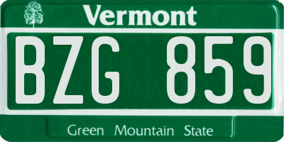 VT license plate BZG859