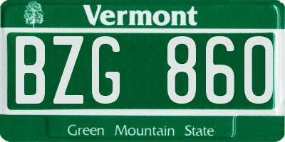VT license plate BZG860