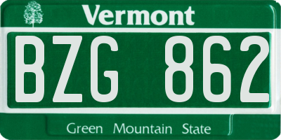 VT license plate BZG862