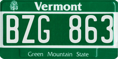 VT license plate BZG863