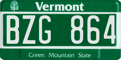 VT license plate BZG864