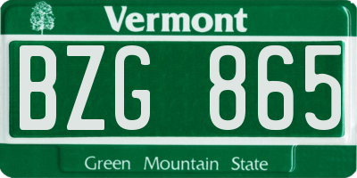 VT license plate BZG865