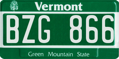 VT license plate BZG866