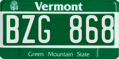 VT license plate BZG868