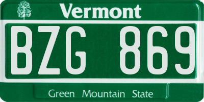 VT license plate BZG869