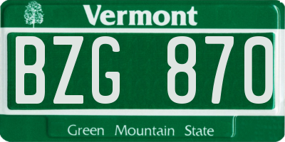 VT license plate BZG870