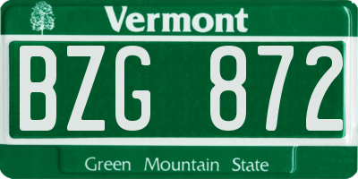VT license plate BZG872