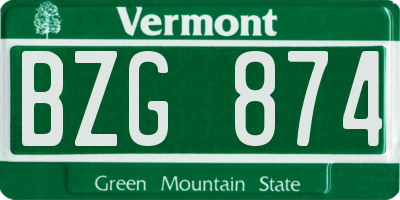 VT license plate BZG874