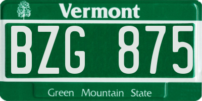 VT license plate BZG875
