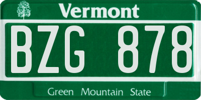 VT license plate BZG878