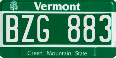 VT license plate BZG883