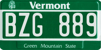VT license plate BZG889