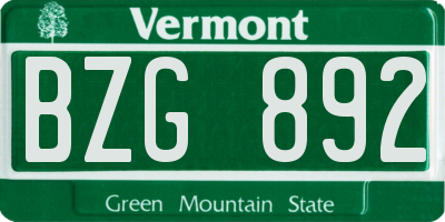 VT license plate BZG892