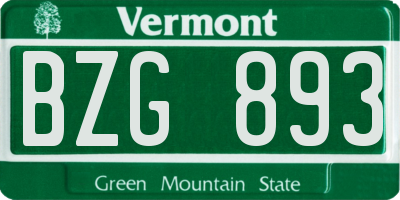 VT license plate BZG893