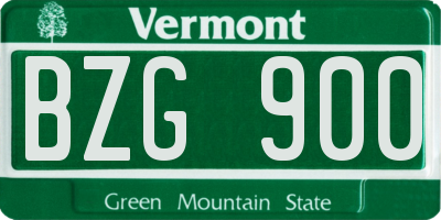 VT license plate BZG900