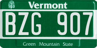 VT license plate BZG907