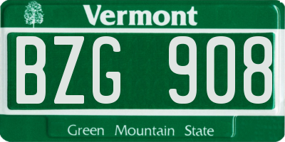 VT license plate BZG908